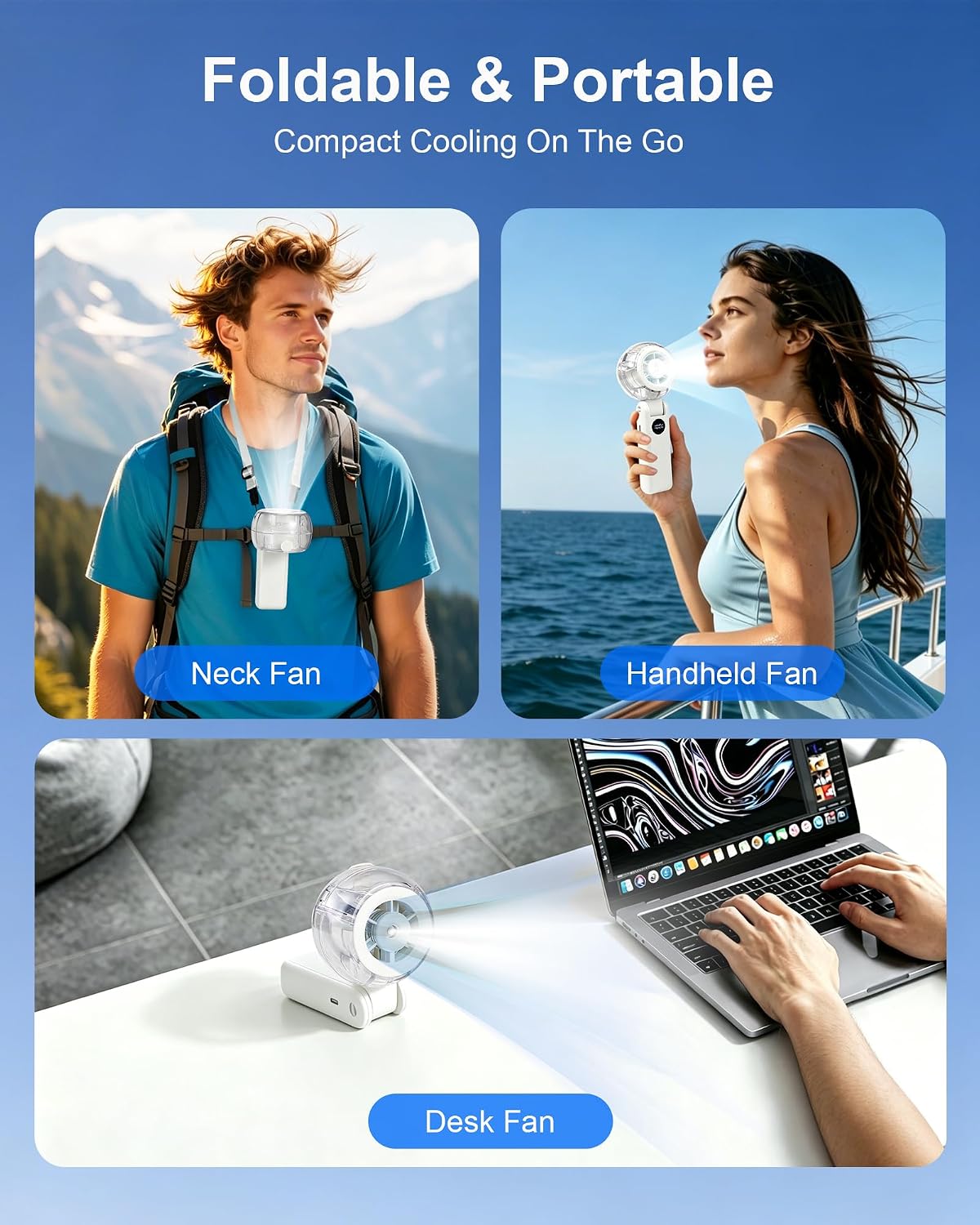 Portable Misting Fan, Rechargeable Handheld Spray Fan