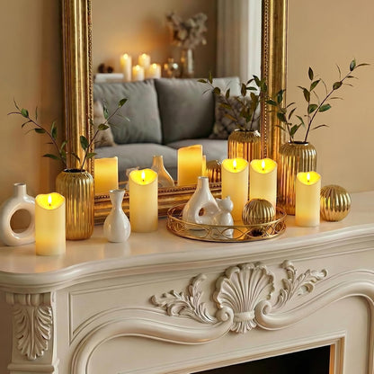 Homemory 6"x3" Outdoor Waterproof Flameless Candles, LED Candles, Battery Operated Candles with Remote and Timers, Electric Fake Plastic Pillar Candles, Ivory White, Set of 2