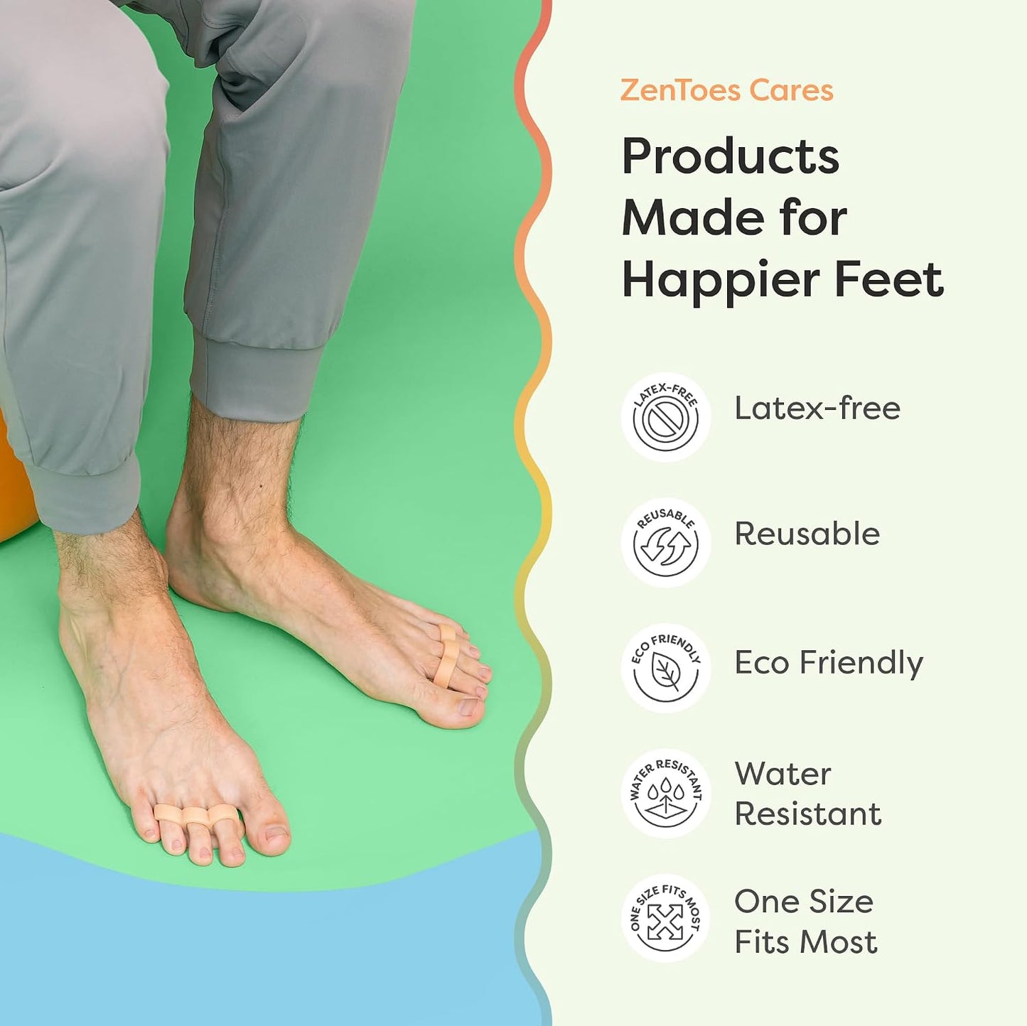ZenToes Hammer Toe Corrector for Women & Men | Triple Loop Gel Toe Spacers & Separators | Realign Bent, Crooked, Curled, Claw, Hammertoes | Firm Support for Straightening | 4 Pack, Clear