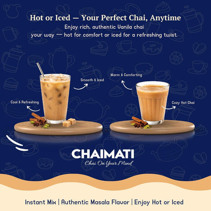 ChaiMati Cardamom Chai Latte Powder 2 lb | Instant Chai Tea Mix for Hot or Iced Drinks | Elaichi Chai Premix Makes 100 Cups, Low Caffeine Milk Tea for Home, Gifting & Parties
