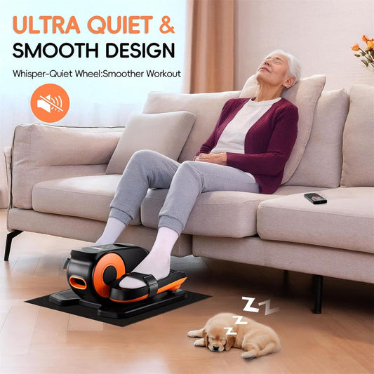 Under Desk Elliptical Machine,Foot Exerciser for Seniors Fully Assembled, Quiet & Portable Electric Seated Pedal Exerciser with Remote Control & 12 Adjustable Speeds