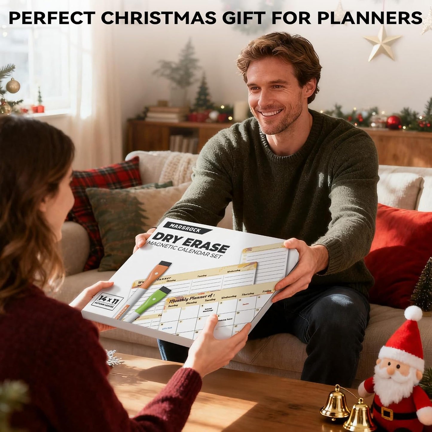Marsrock Dry Erase White Board with Stand,Double-Sided Weekly Whiteboard 16"x12",10 Markers,6 Magnets,1 Eraser,Portable Desktop Whiteboard for Planning,Weekly Schedule Board for Office