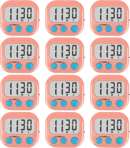 2 Pack Digital Kitchen Timer for Cooking Big Digits Loud Alarm Magnetic Backing Stand Cooking Timers for Baking White