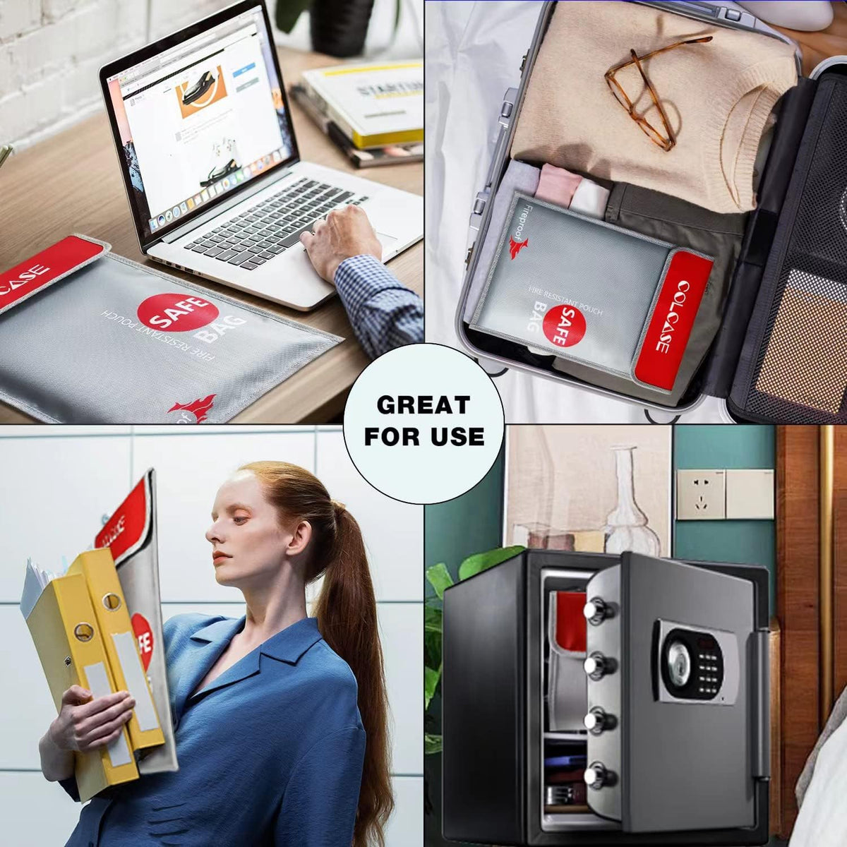 COLCASE Fireproof Document Bag 5200℉ Heat Insulated Waterproof Fireproof