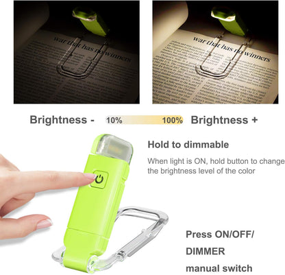 HONWELL Rechargeable Book Light, Clip On LED Reading Lights for Kids Reading in Bed, 3 Brightness Levels Dimmable Bookmark Light for Eye-Protection, Portable Reading Lamp for Bookworms, Travel(Orange)