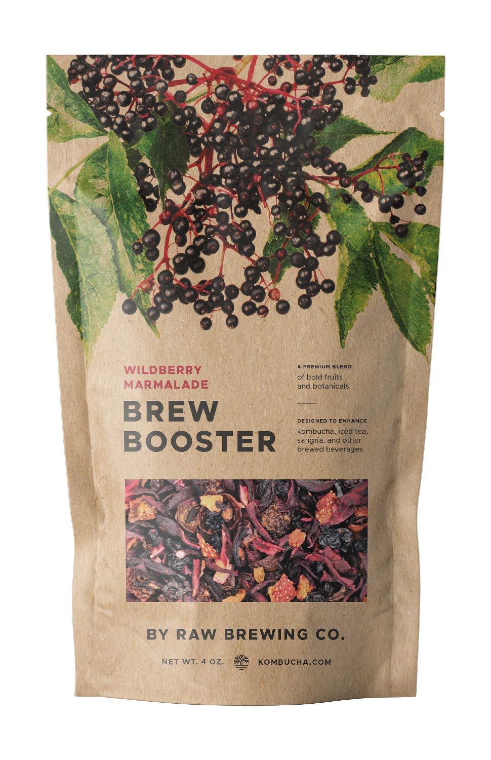 Kombucha.com Wildberry Marmalade BREW BOOSTER - Super Premium Elderberry, Currant, Strawberry Blend w/ Hibiscus & Botanicals for Creating Store Quality Kombucha, Flavored Iced Tea, Sangria, and More - All Natural, Loose Leaf, Caffeine Free, No Artificial