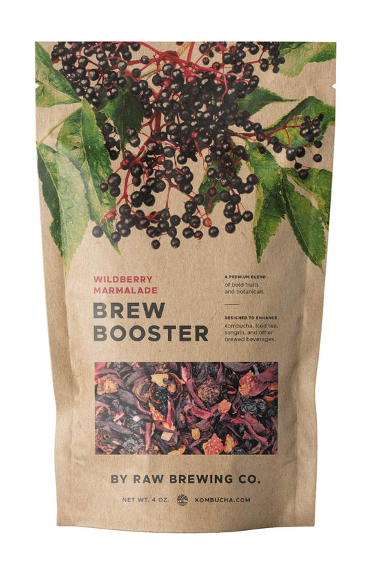 Kombucha.com Wildberry Marmalade BREW BOOSTER - Super Premium Elderberry, Currant, Strawberry Blend w/ Hibiscus & Botanicals for Creating Store Quality Kombucha, Flavored Iced Tea, Sangria, and More - All Natural, Loose Leaf, Caffeine Free, No Artificial