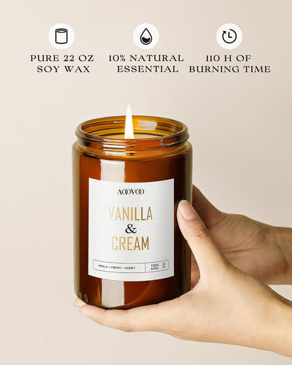 AOOVOO Coconut Vanilla Candles - 9 oz Scented Candles, Aromatherapy Candle, Soy Candle for Home Scented