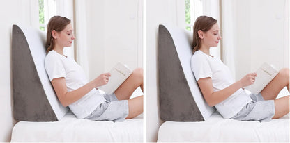 Sasttie Wedge Pillow 24x24x12 inch, Memory Foam Bed Wedge, Cool Grey