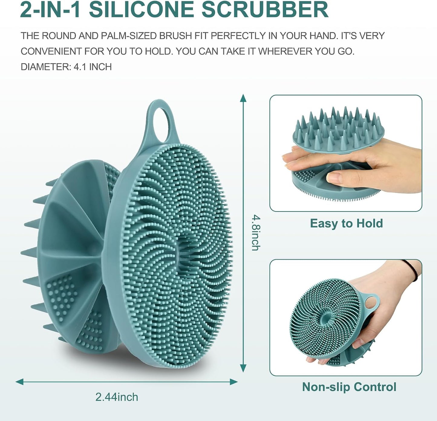 INNERNEED 2-in-1 Silicone Body Scrubber and Scalp Massager Shampoo Brush, Food-Grade Soft Material, More Hygienic, Easily Lather, Convenient for Travel, Gym, Business,etc (Pink)
