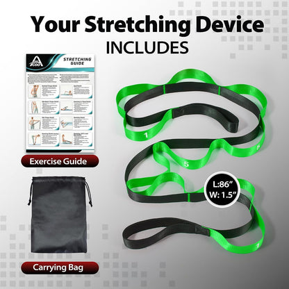 Acozycoo Stretching Strap with Loops for Physical Therapy,Yoga Strap for Stretching,Home Workout,Pilate & Flexibility Training,Non-Elastic Exercise Stretch Band for Hamstring,Leg Stretcher Belt,Flexibility Fascia