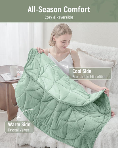 Weighted Lap Blanket 7 lbs for Adults, Luxury Soft Small Weighted Blanket, Compact Portable Weighted Lap Pad for Relaxation, Sleeping, Travel, All-Season Use, Forest Green, 40" x 52"
