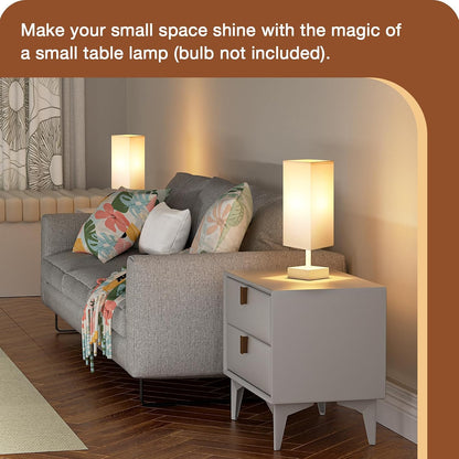 aooshine Small Table Lamp for Bedroom - Bedside Lamps for Nightstand, Minimalist Night Stand Light Lamp with Square Fabric Shade, Desk Reading Lamp for Kids Room Living Room Office Dorm