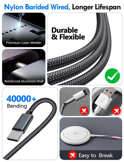 Travel Essentials for Apple Watch Charger,3-in-2 Multi Charging Cable