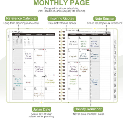 Planner 2026-2027, Weekly and Monthly Calendar Planner, JUL 2026 - JUN 2027 - Colors B