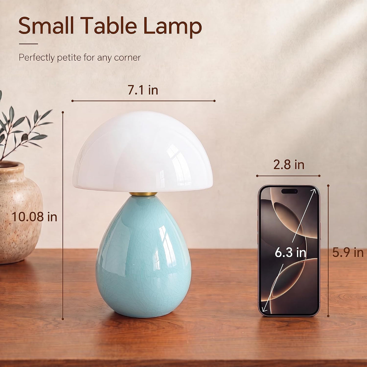 Dawnwake Mushroom Lamp Table Lamp for Bedroom-Small Desk Table Lamps,White