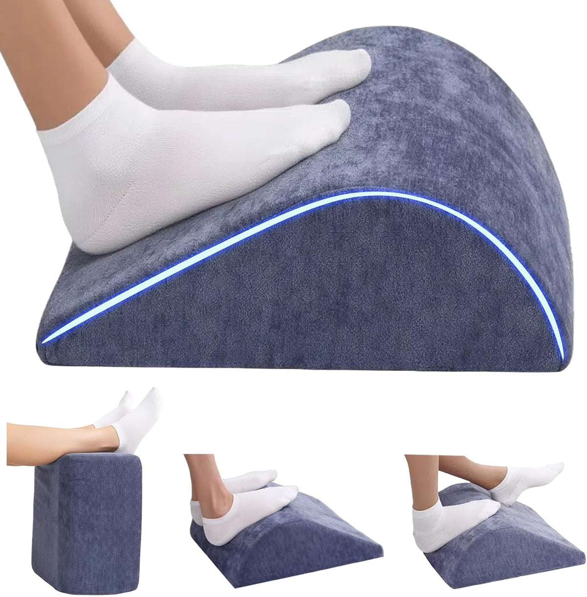 Foot Rest for Under Desk at Work, Ergonomic Under Desk Footrest with Washable Cover for Office, Home & Gaming Leg Elevation Pillow Black