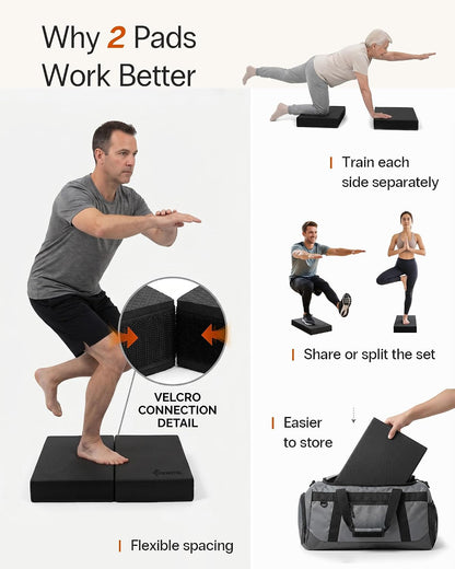 StrongTek 2-in-1 Non-Slip Balance Pad - High-Density Foam Cushion, Supportive Exercise Mat & Knee Pad for Core Training, Yoga, Pilates, Physical Therapy, Stability Training, Stretching, and Rehab