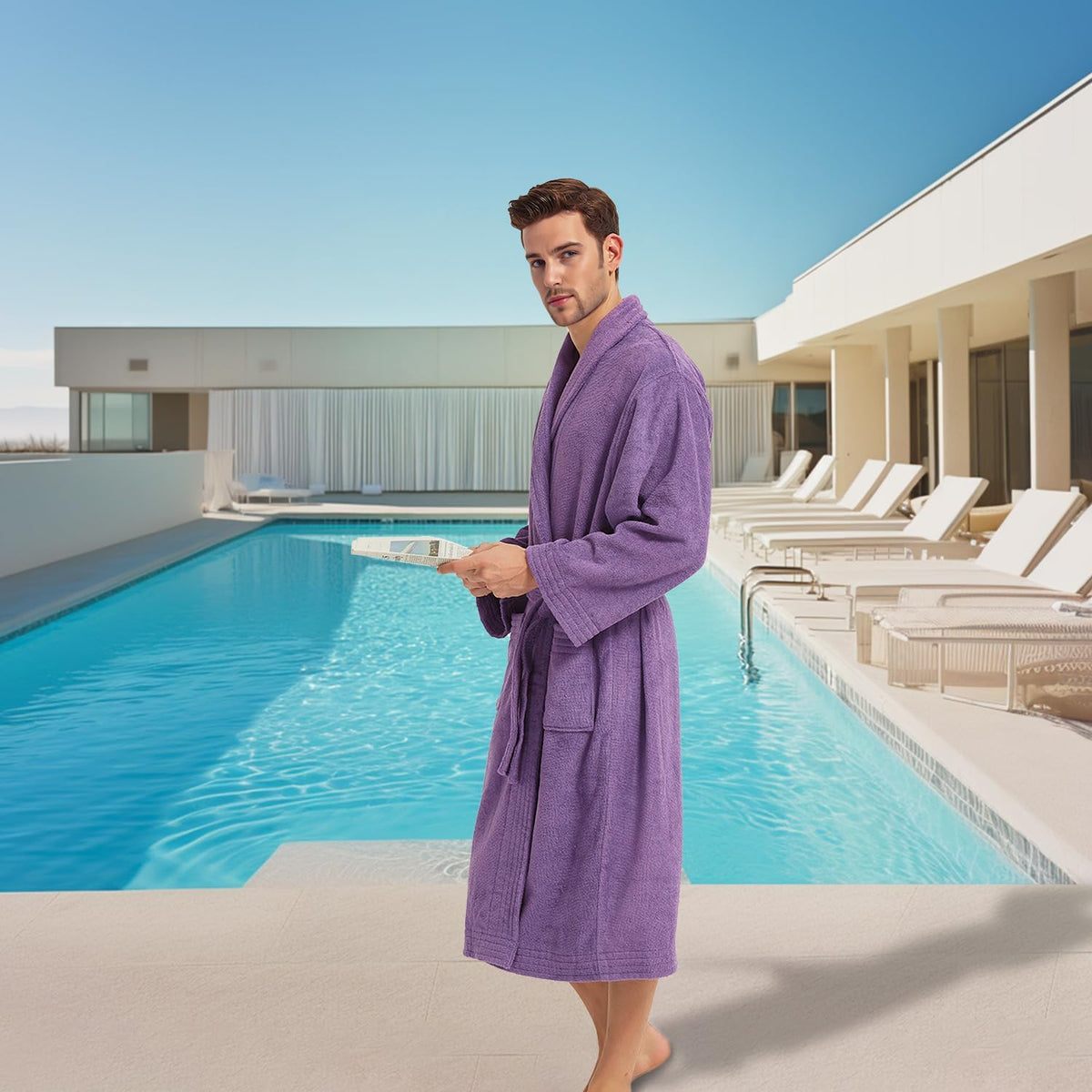 Ramesses Bathrobe Mens,Premium Thick Terry Cloth Bathrobe,Towel Bath robe Long–Staple Combed Men's Cotton Robe