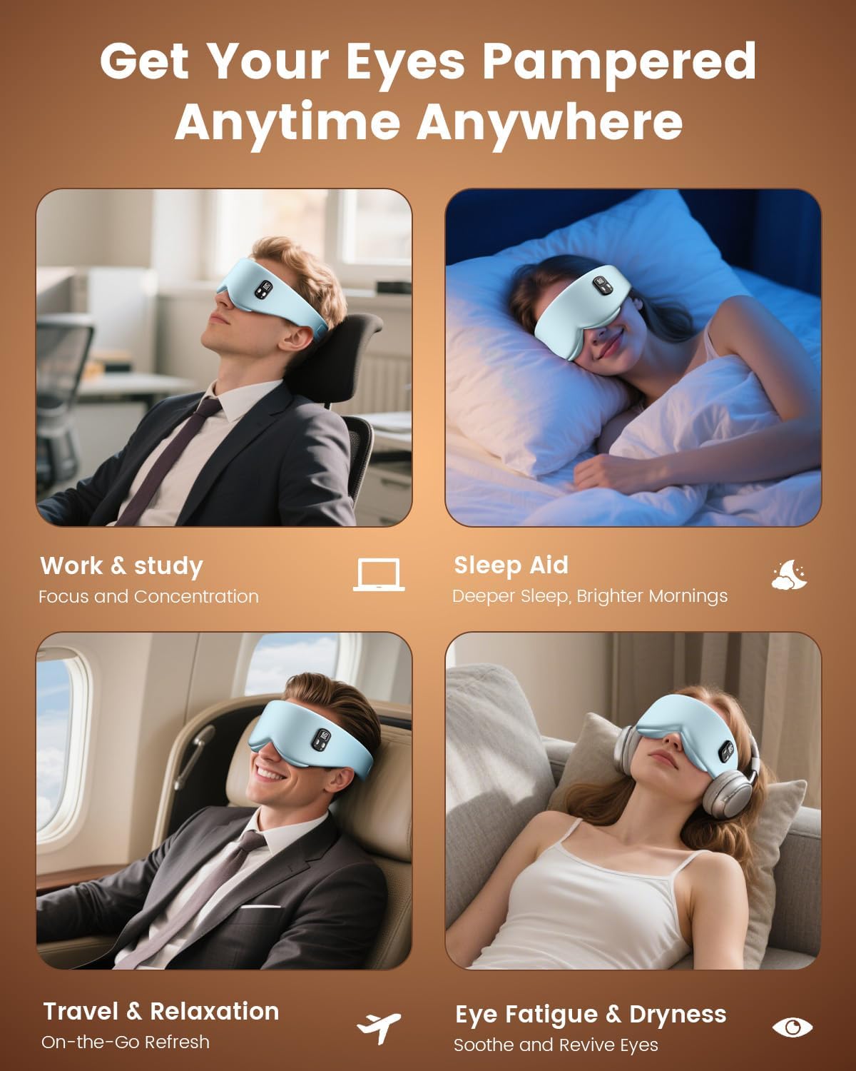 Cordless Heated Eye Mask, 4 Temp Timed Shutdown for Dry Eyes & Sleep Relief