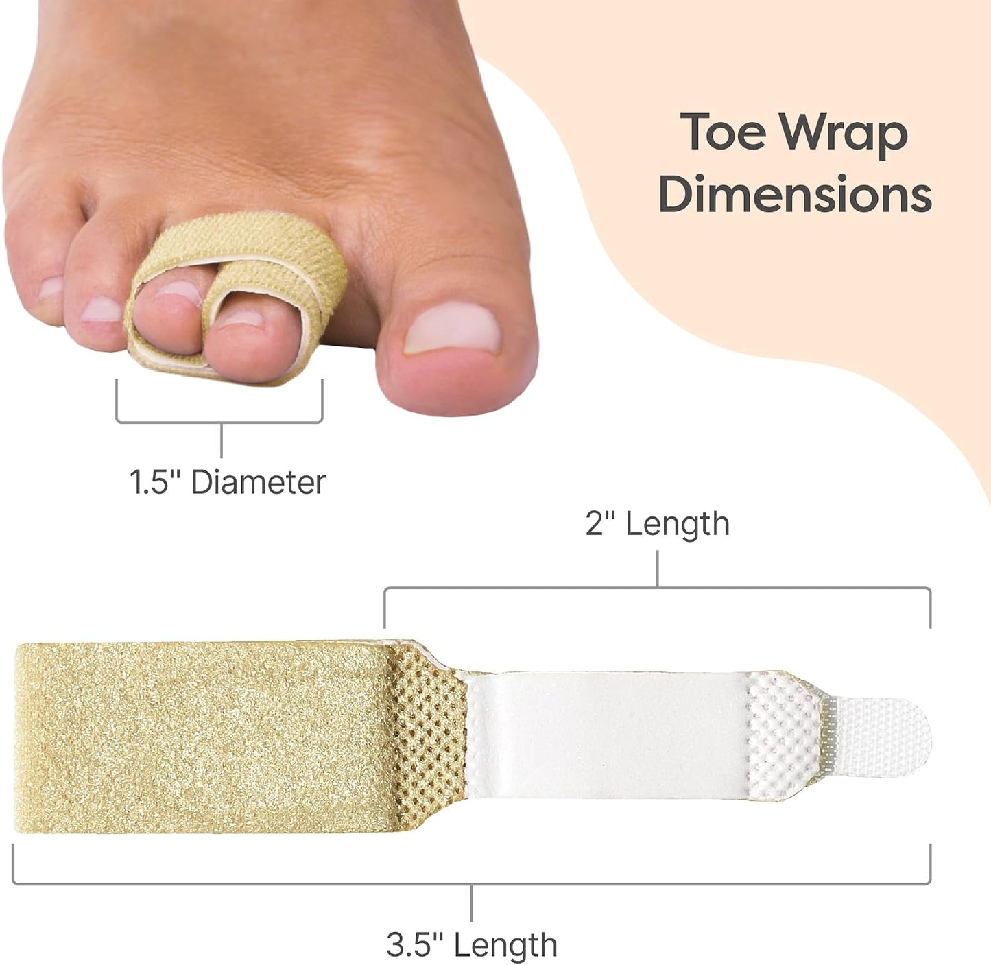 ZenToes Hammer Toe Corrector for Women & Men - Reusable Fabric Buddy Wraps for Broken Toes - Cushioned Toe Splint for Protection & Recovery & Hammertoe Straightener - 4 Count (OSFM, Beige)