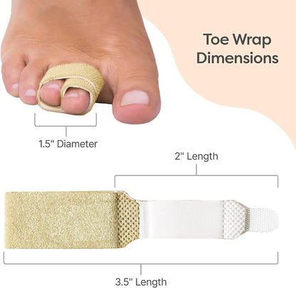 ZenToes Hammer Toe Corrector for Women & Men - Reusable Fabric Buddy Wraps for Broken Toes - Cushioned Toe Splint for Protection & Recovery & Hammertoe Straightener - 4 Count (OSFM, Beige)