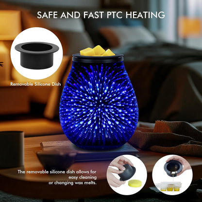 Wax Melt Warmer for Scented Wax- Glass Wax Melter for Home Fragrance with Removable Tray, Essential Oil Warmer Wax Cubes Burner Aroma Night Light for Home Office Bedroom Decor Gifts for Women