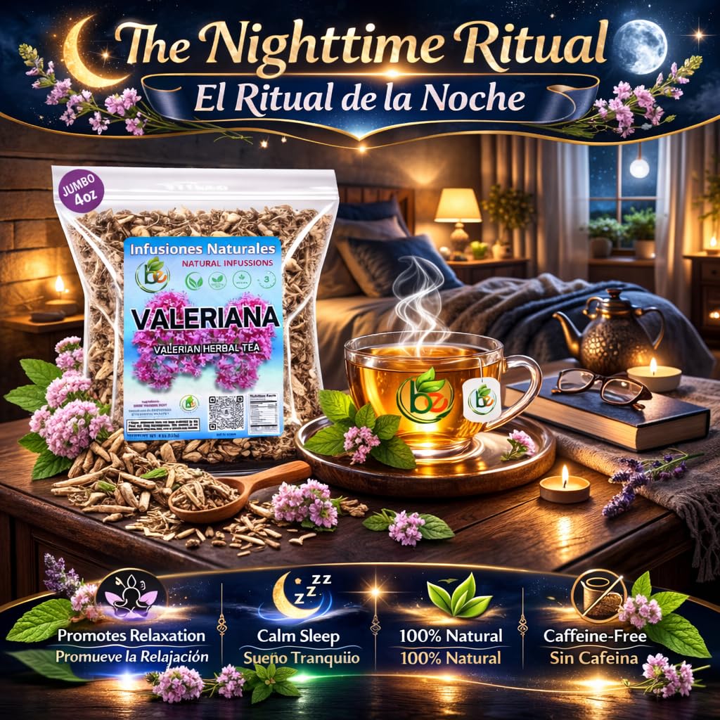 Valerian Root Herbal Tea – 4 oz (113g) – Promotes Restful Sleep Naturally – Calming Infusion – 100% Raw, Vegan, Caffeine-Free – Té de Valeriana – Relaxante y Natural – by BexpertsUSA