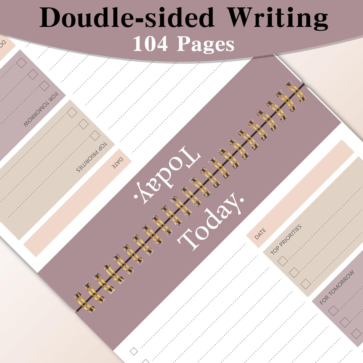 104 Pgs To Do List Notepad - Daily Planner Notepad Undated 52 Duplex-Printed Undated Sheets Tear Off, 6.5" x 9.8" Checklist Productivity Organizer with Hourly Schedule for Tasks