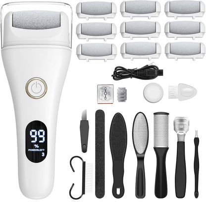 Electric Foot File Callus Remover for Feet - 6pcs Larger Grinding Head&3Speed, Pedicure Kit Foot Scrubber Deadskin Callus Remover, Foot Care Kit Pedicure Tools for Dead Skin Callus Hardskin Dry Cracks