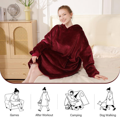 LetsFunny Blanket Hoodie,Oversized Wearable Sherpa Fleece Blanket Sweatshirt,Super Soft Warm Cozy with Giant Pocket,Gifts for Women Men Adults Teenagers, One Size Fits All
