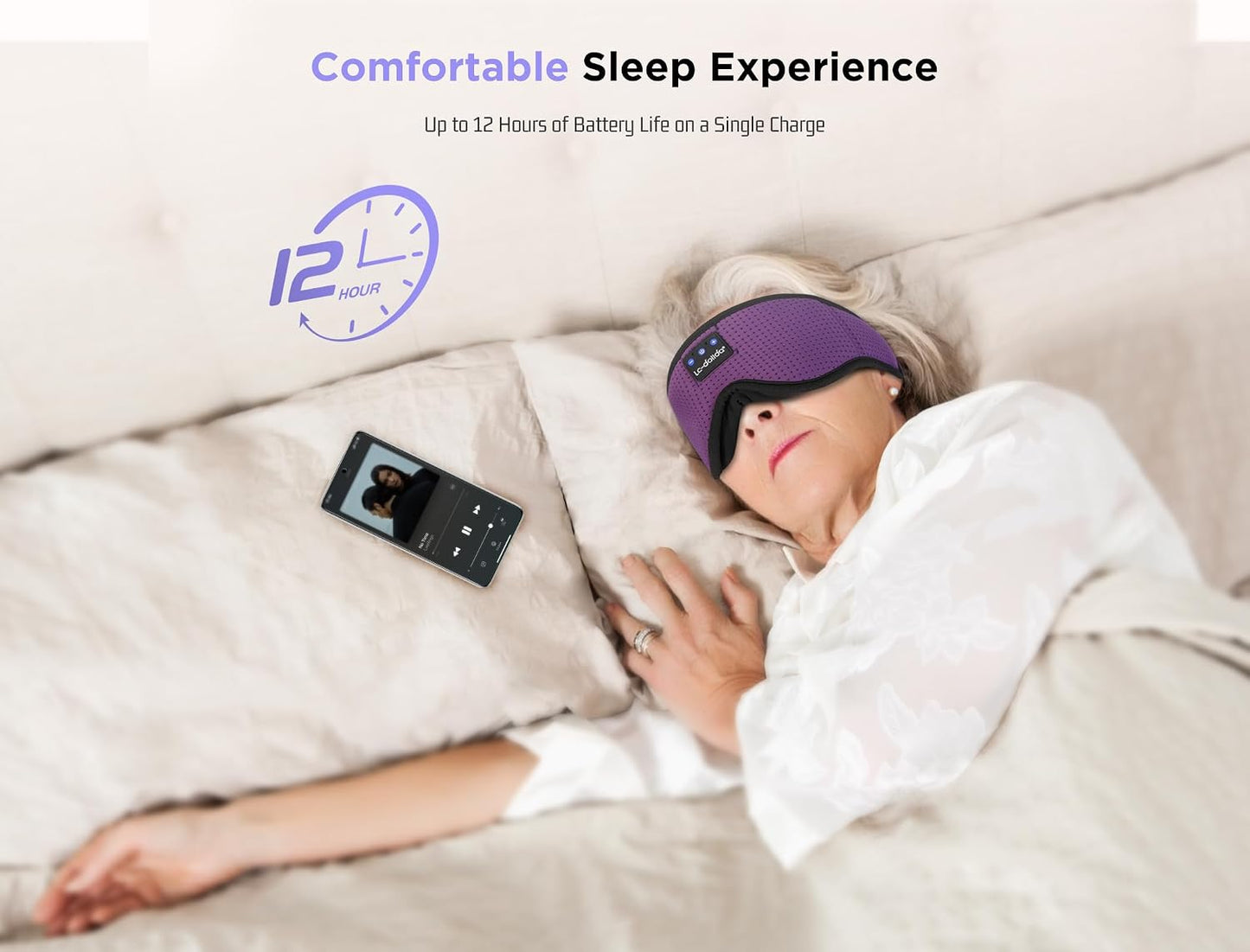 LC-dolida Sleep Headphones, 3D Sleep Mask Bluetooth Wireless Music Eye Mask, Sleeping Headphones for Side Sleepers Sleep Mask with Bluetooth Headphones Ultra-Thin Stereo Speakers Perfect for Sleeping