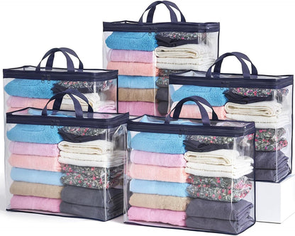 Hopack Under Bed Storage Bags Organizer, 22L Clear Storage Bags, Bags Organizer Clear Zipper Containers Bedroom, Storage Bag for Sweater, Clothes, Shoe Toy, Blanket, Sheet (Black)