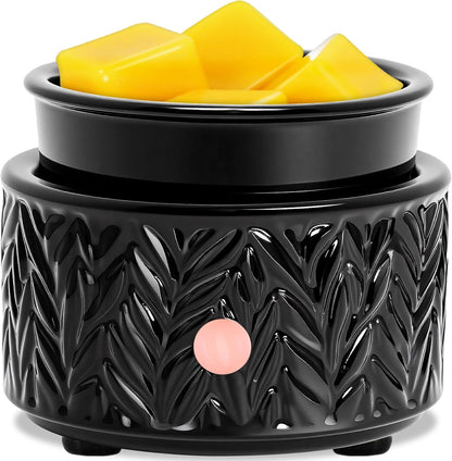 EQUSUPRO Wax Melt Warmer for Scented Wax Melts 3-in-1 Electric Ceramic Candle Wax Warmer Burner Fragrance Wax Melter for Home Office Bedroom Gift & Decor (Leaf)