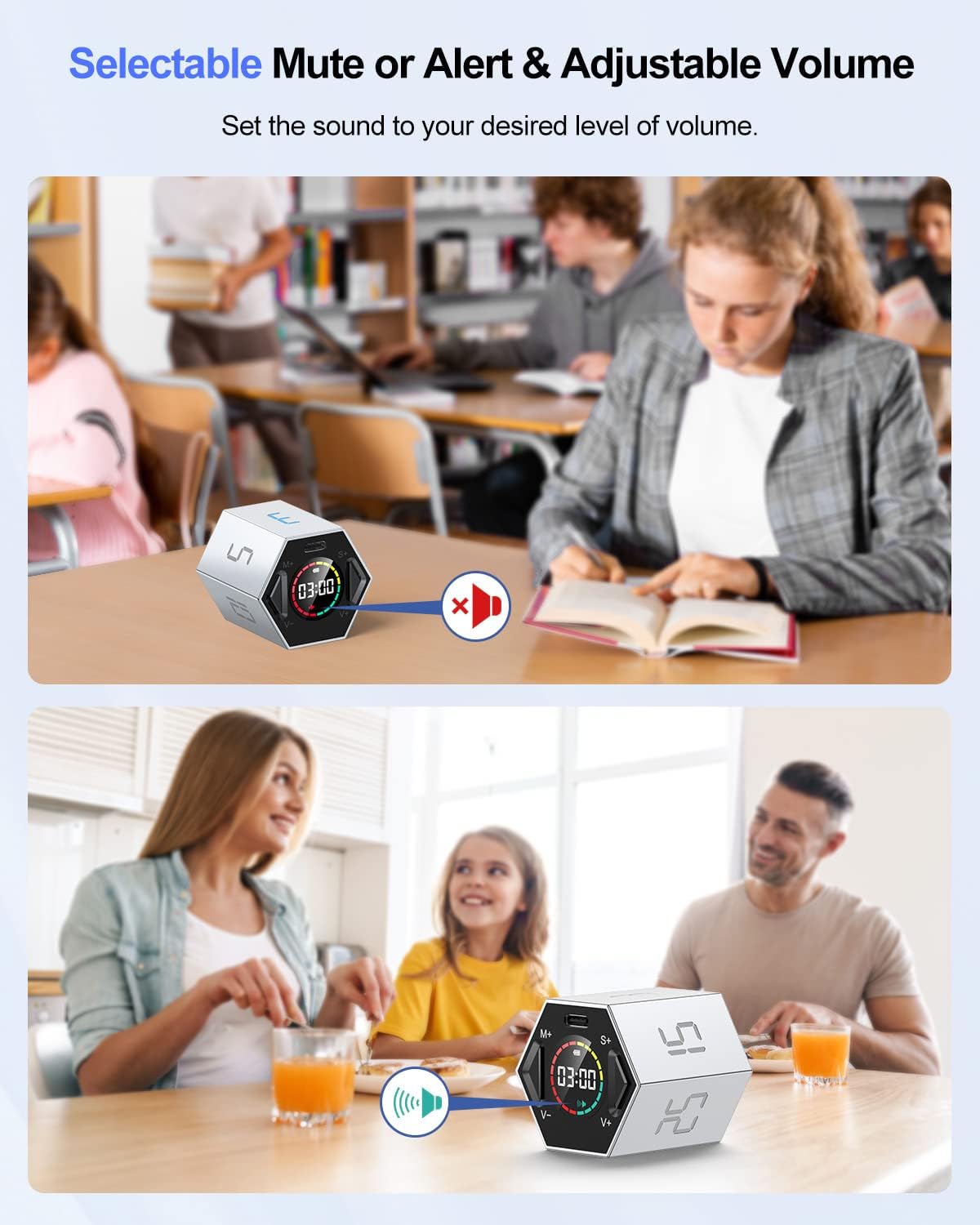 Ticktime T6 Pomodoro Timer Cube for Focus, Study, Work, Task, ADHD, Kitchen