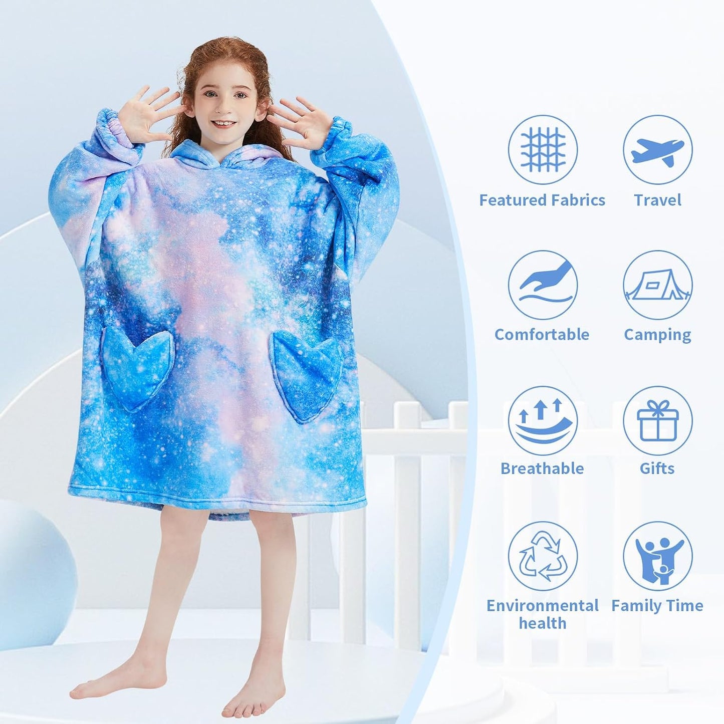 Fiosnow Glow in the Dark Unicorn Blanket Hoodies for Kids 6-13YR Oversize Wearable Blanket Hoodies for Boys Girls Teens