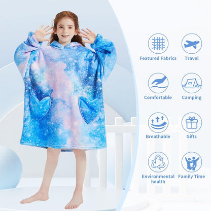 Fiosnow Glow in the Dark Unicorn Blanket Hoodies for Kids 6-13YR Oversize Wearable Blanket Hoodies for Boys Girls Teens