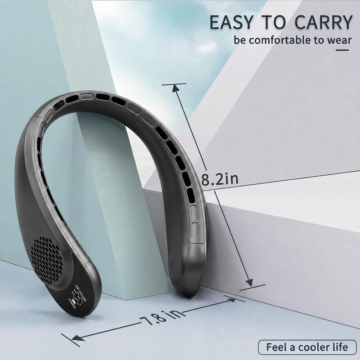 ASNUG Neck Fan, USB Rechargeable Personal Fan, 4000 mAh Battery Operated, 3 Speeds Adjustable, Faster Cooling, Ultra Quiet, Suitable for Home, Office, Travel, Sports