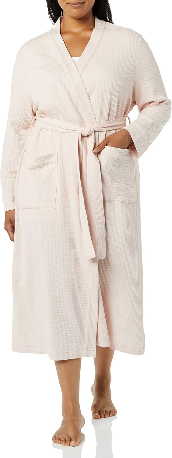 Amazon Essentials Women's Lightweight Waffle Full-Length Bath Robe (Available in Plus Size)