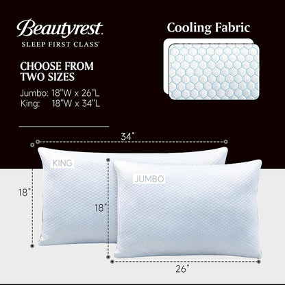 Beautyrest Hotel Pillows Luxury Cooling Queen Size Set of 2 Soft Medium