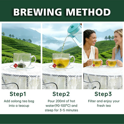 Oolong Tea Bags – Yunnan High-Mountain Oolong Whole Leaf Tea Bags, 25 Bags (5g Each) – Premium Loose Leaf Oolong Tea- Helps Lower Cortisol Levels & Relieve Stress –Smooth Aroma,Low Astringency,Non-GMO