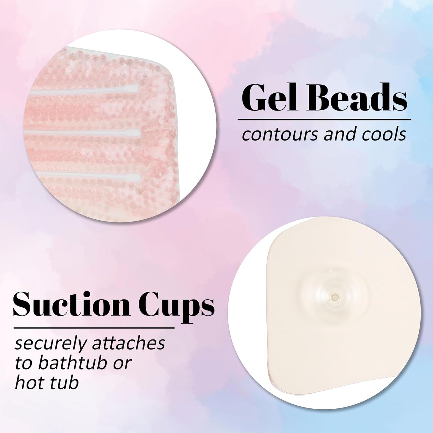 Glitter Gel Cooling Spa Pillow -Bathtub & Hot Tub Relaxation Cushion | Neck & Head Support Bath Pillow. Luxury Spa Accessory Gift for Women - Ultimate Comfort & Relaxation