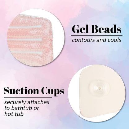 Glitter Gel Cooling Spa Pillow -Bathtub & Hot Tub Relaxation Cushion | Neck & Head Support Bath Pillow. Luxury Spa Accessory Gift for Women - Ultimate Comfort & Relaxation