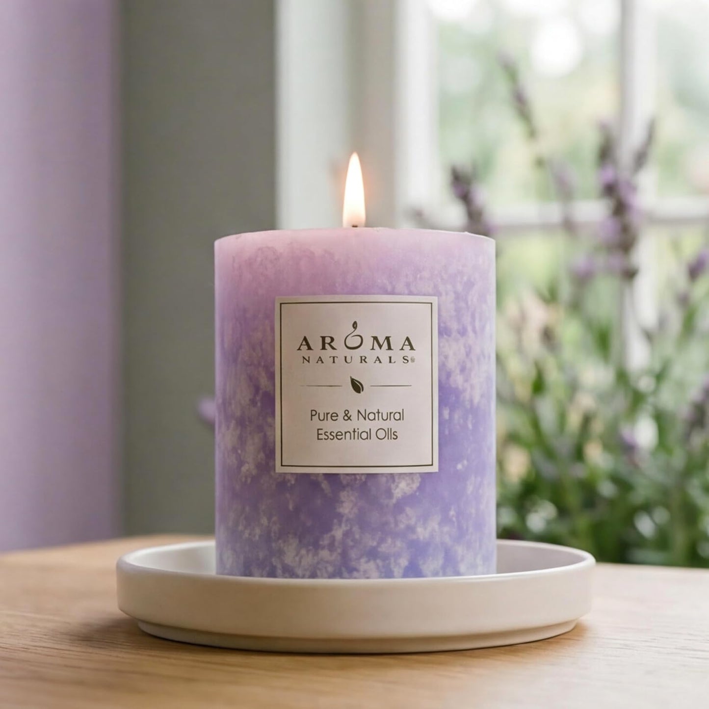 Aroma Naturals Essential Oil Tranquility Pillar Candle, 2.5" x 4", Lavender, 11 Ounce