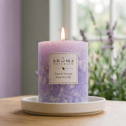 Aroma Naturals Essential Oil Tranquility Pillar Candle, 2.5" x 4", Lavender, 11 Ounce