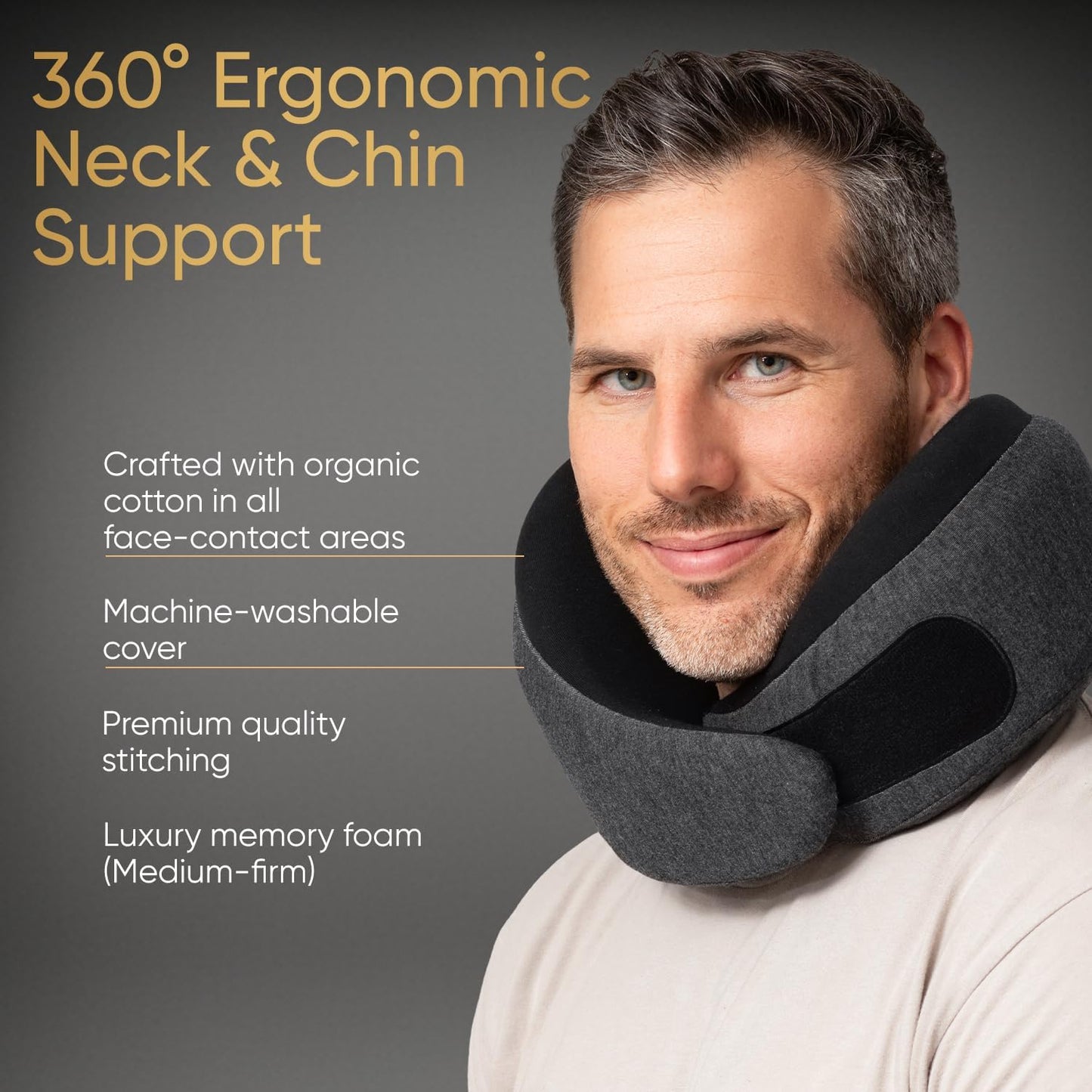 Proglobe Travel Neck Pillow for Airplanes, Long Haul Flight Kit, Grey