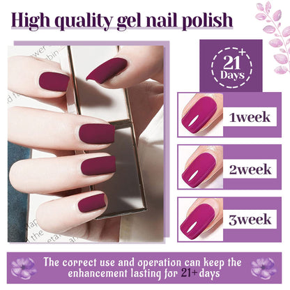 JODSONE Gel Nail Polish Kit 60 PCS with U V Light Soak off Base Top Coat 55 Shine Colors Gel Nail Kit Bright and Dark Brown Wine Red Series Manicure Set for Women and Girls