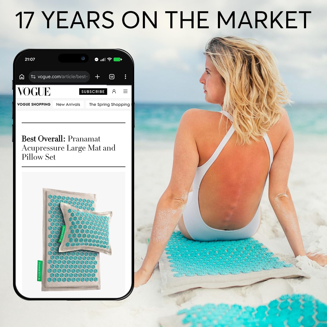 Pranamat Acupressure Large Mat and Pillow Set, Premium Acupressure Therapy for Pain Relief and Relaxation, Handcrafted in Europe with Sustainable and Natural Materials (Obsidian)