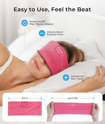 ink-topoint Sleep Headphones Bluetooth 5.4 Headband, 2 in 1 Sleep Mask with Bluetooth Headphones, Wireless Headband Earphones with Ultra-Thin HD Stereo Speaker, Music Headband for Workout Running Yoga