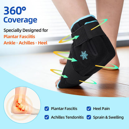 Comfytemp Ankle Ice Pack Wrap Brace for Swelling, Foot Pain Relief, 2 Gel Packs for Injuries Reusable, Hot Cold Compress Therapy for Plantar Fasciitis Relief, Heel Spur, Achilles Tendonitis, Swelling